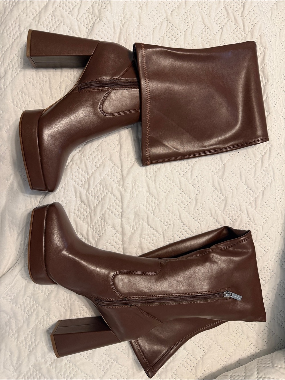 Jessica Simpson Brown Platform Block Heel Knee Boots